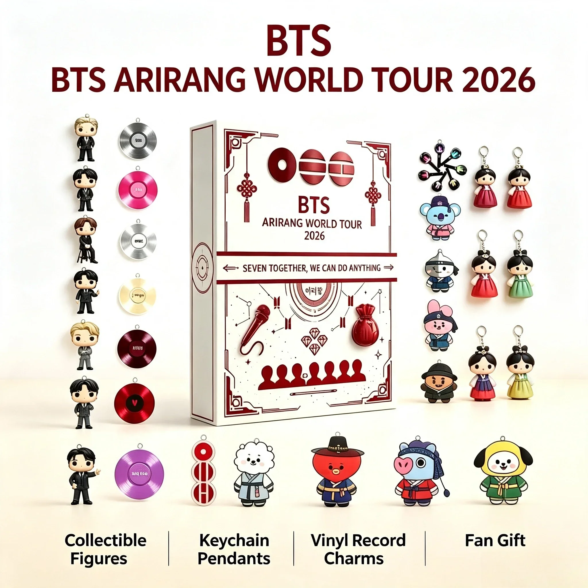 Acryl BTS Arirang World Tour 2026 Countdown Blind Box 24 Stück BT21 Puppen-Anhänger Vinyl-Schallplatten-Schlüsselanhänger Figur Sammlerstück Geschenk@ – Detail 5