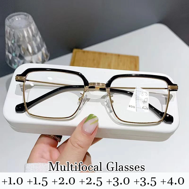 

Luxury Multifocal Reading Glasses Blue Light Blocking Presbyopia Eyewear Finished Progressive Bifocal Far Eyeglasses Diopter