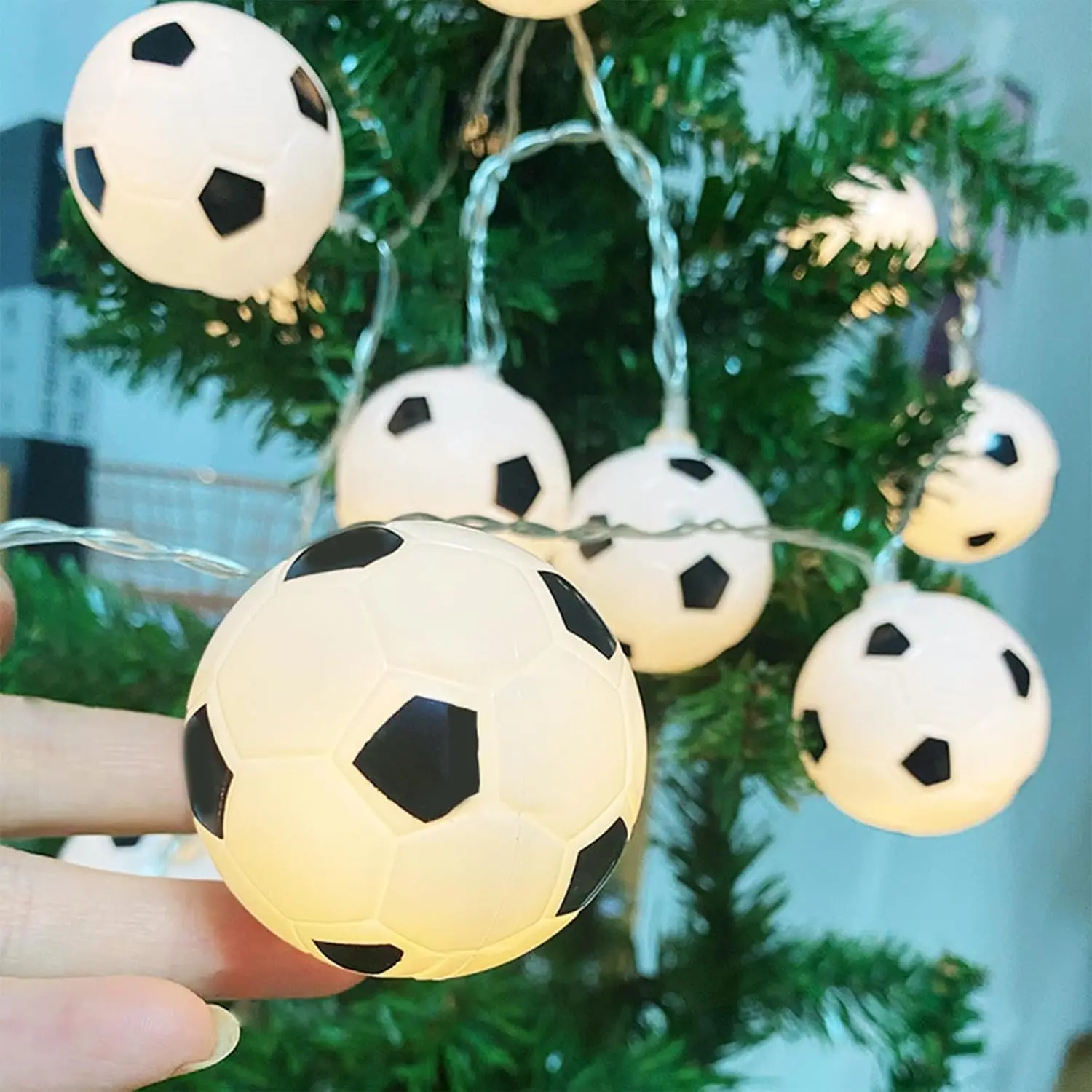 Waterproof Soccer Ball Fairy Lights 3M 20 LED Football String Lights for Party Celebration Decoration