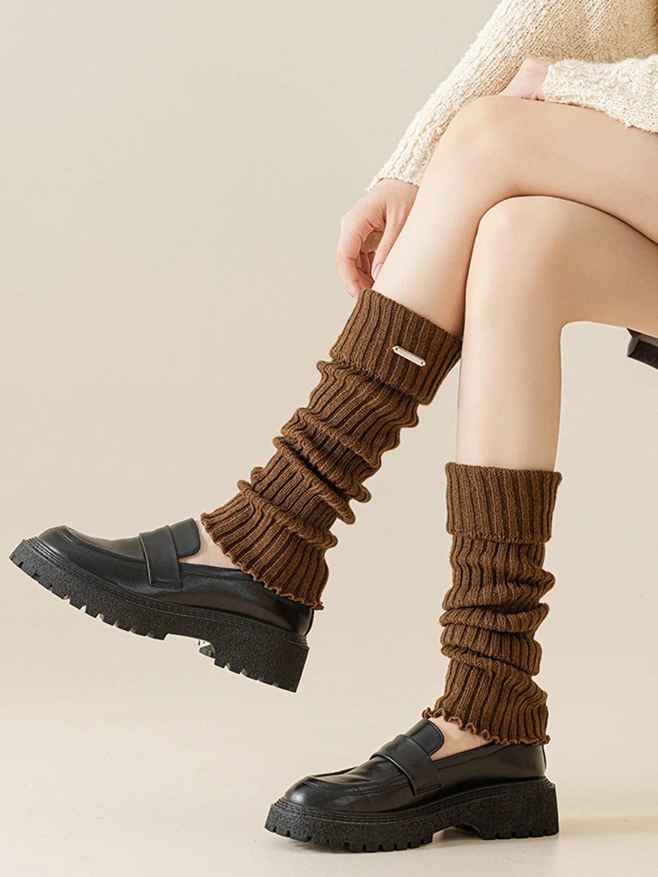 1/2/3/4 Paar zufällig ausgewählte Retro-Wärme-Stricksocken für Damen – Detail 6