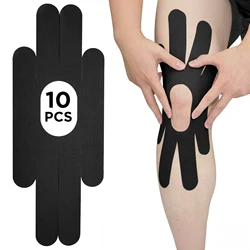 OK TAPE Precut for Knee Kinesiology Tape 10Pcs, One-Structure K-Tape Patches, Pain Relief and Accessories, Beige Black