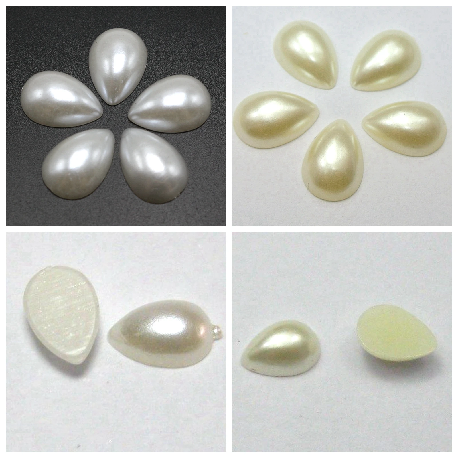 Craft DIY Ivory White Tear Drop Half Pearl Bead Flat Back Cabachons Scrapbook