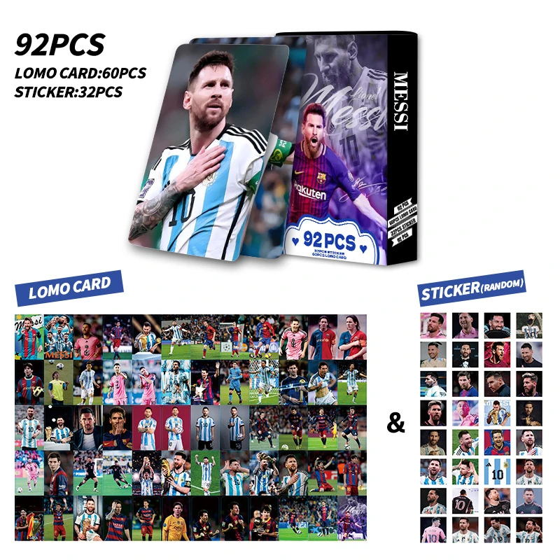 92PCS HD card MESSI LOMO card Football photo card Messi World Cup Star Collection card