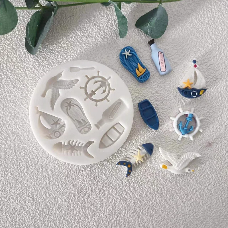 Ocean Mermaid, Dolphin, Turtle, Seahorse, Fish Silicone Mould Fondant Cake Decorating Mold Clay,Sugarcraft Chocolate Baking Tool