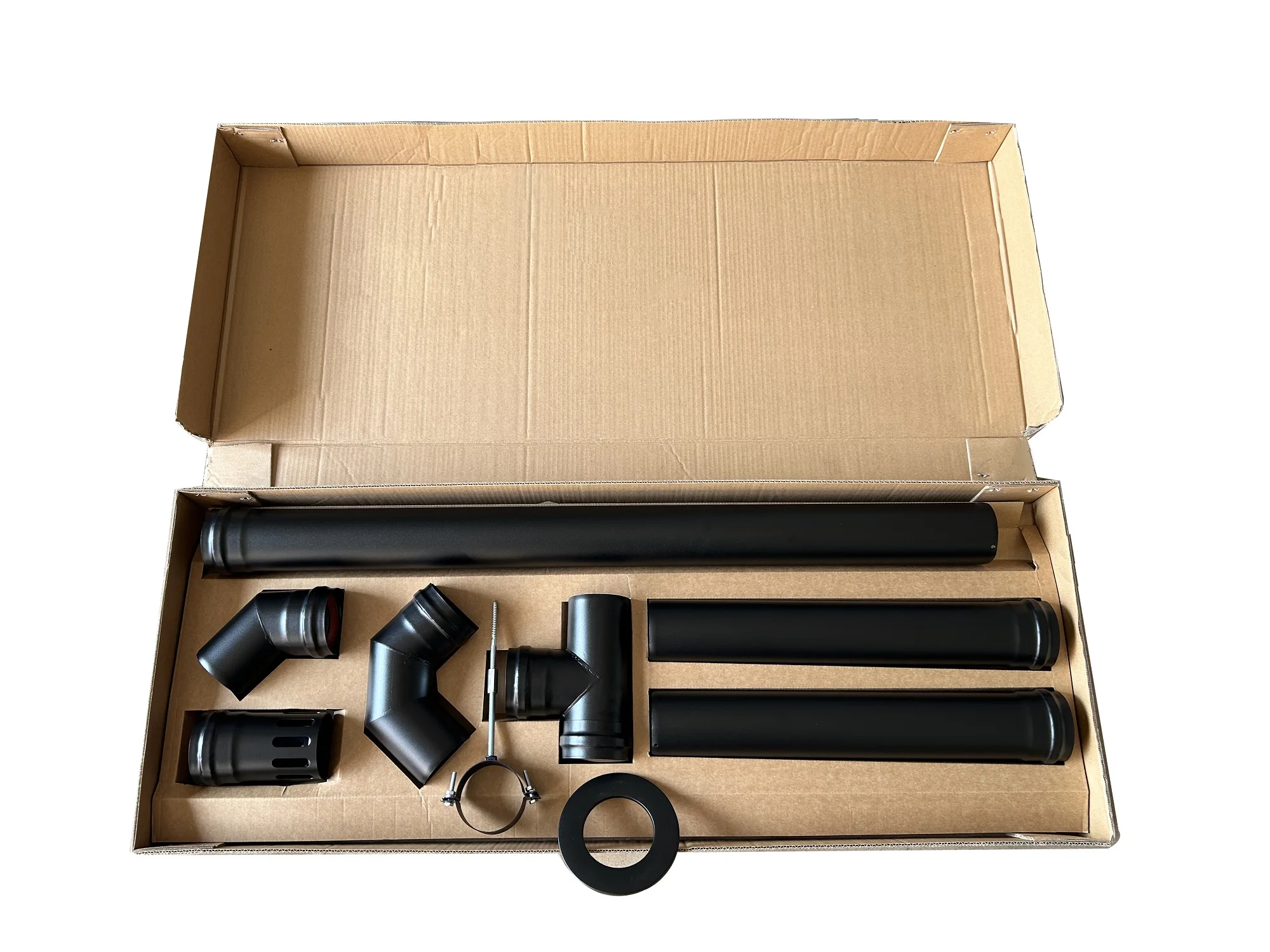 80 mm Diameter Stove Chimney Pipe Kit with Cap/Elbow 1mm Thickness for Fireplace/Pellet Stove Set for Dining Villa Apartment