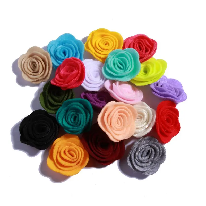 10PCS 4CM Newborn Decorative Nonwovens Felt Rose Flowers for Wedding Embellishment Artificial Flower for Home Garden