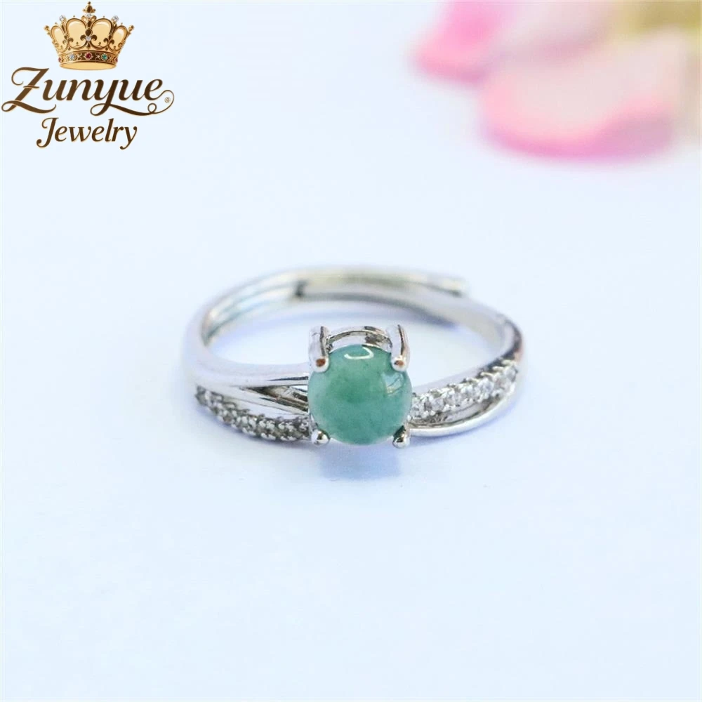 

Natural A-Grade Blue Water Jadeite Ring Luxury Quality Fashion Jewelry Exquisite Elegant Charms Popular Elegant Exquisite Lucky