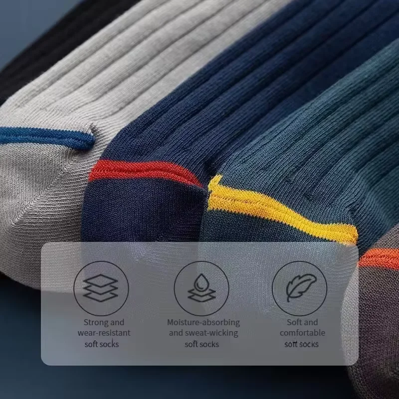 Five Pairs Of Socks For Men's Casual Autumn Winter Sports Socks Antibacterial, Breathable, Sweat Absorbing, Comfortable