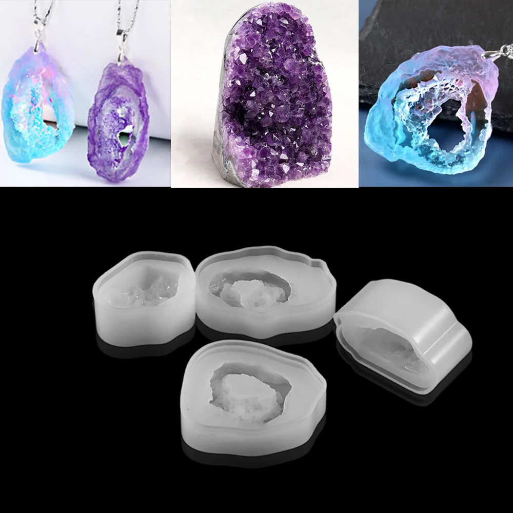 Crystal Cluster Silicone Molds Original Quartz Rock Cluster Epoxy Resin Casting Mold For DIY Pendant Jewelry Handmade Crafts