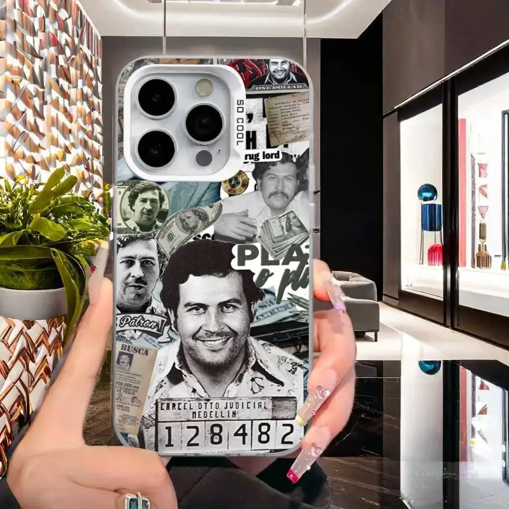 1pc Pablo Escobar Phone Case IMD Color Silver Shell For IPhone17 16 15 14 13 12 11 Pro Max Plus
