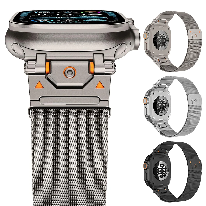 

Магнитный ремешок из нержавеющей стали для Apple Watch Ultra 3/2/1 49 мм серии 11 10 46 мм 45 мм Металлический ремешок для Iwatch 9 8 7 6 5 44 мм 42 мм