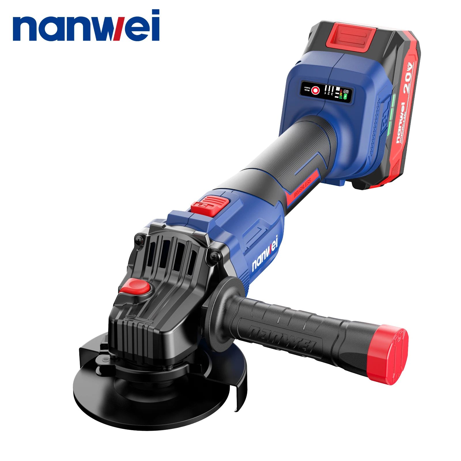 

20V Cordless Angle Grinder 125mm Brushless Motor High Power Cutting Grinding Tool With 6.0Ah Battery And Paddle Switch