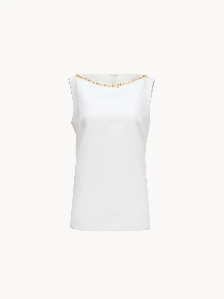 

Theease Comfortable Handmade Pure Linen Svel One-oulder Vest Breathable Casual Women's Top in Spring Season