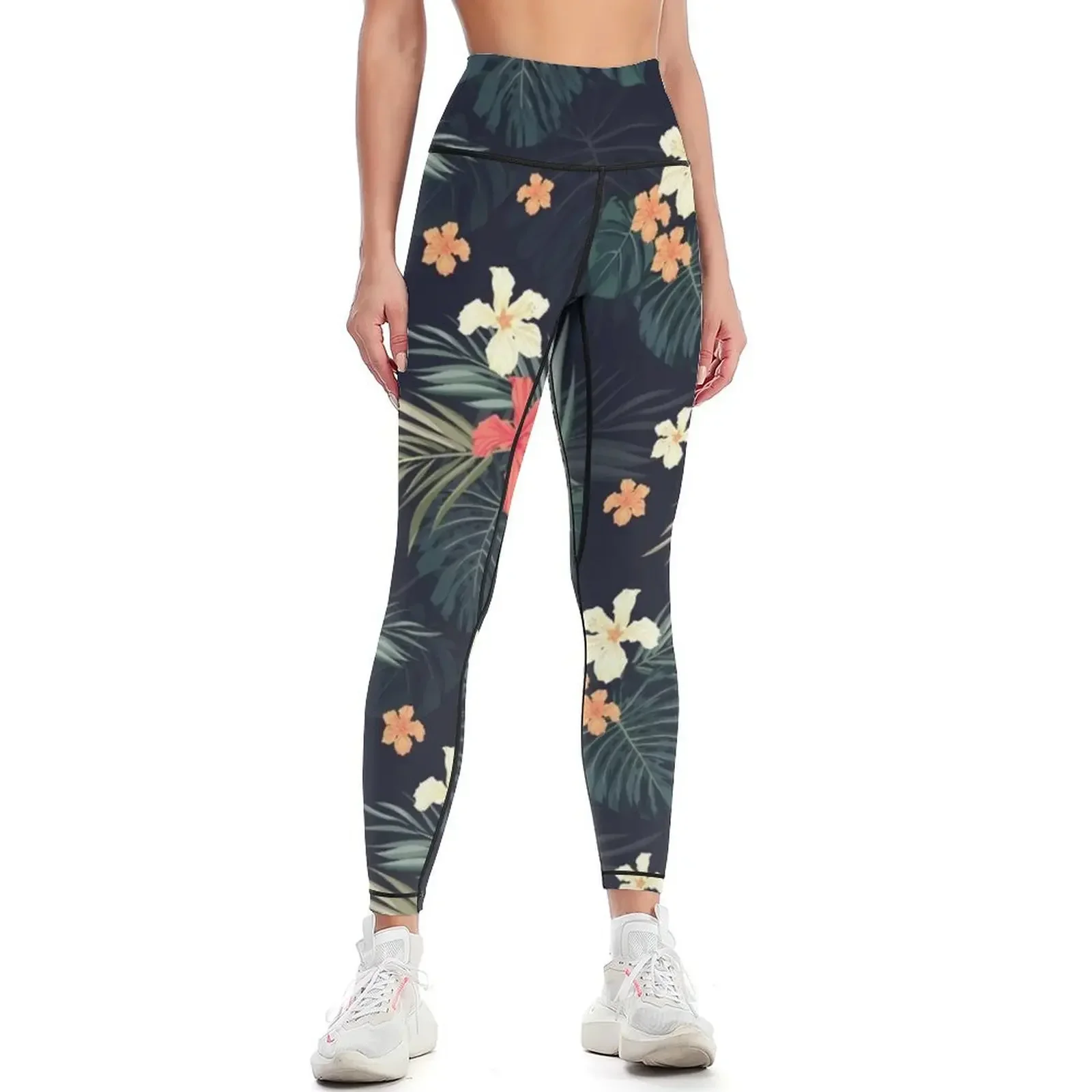

Dark tropical flowers Leggings gym wear legings for fitness harem pants gym's sportswear Womens Leggings