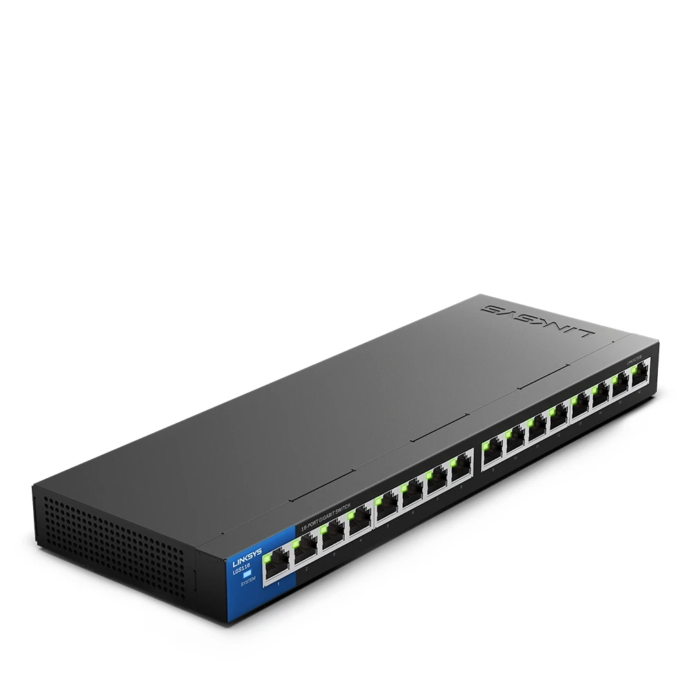 

LINKSYS LGS116 16-Port Business Desktop Gigabit Switch Wired Connection Speed 1000 Mbps 16 Gigabit Ethernet Auto-Sensing