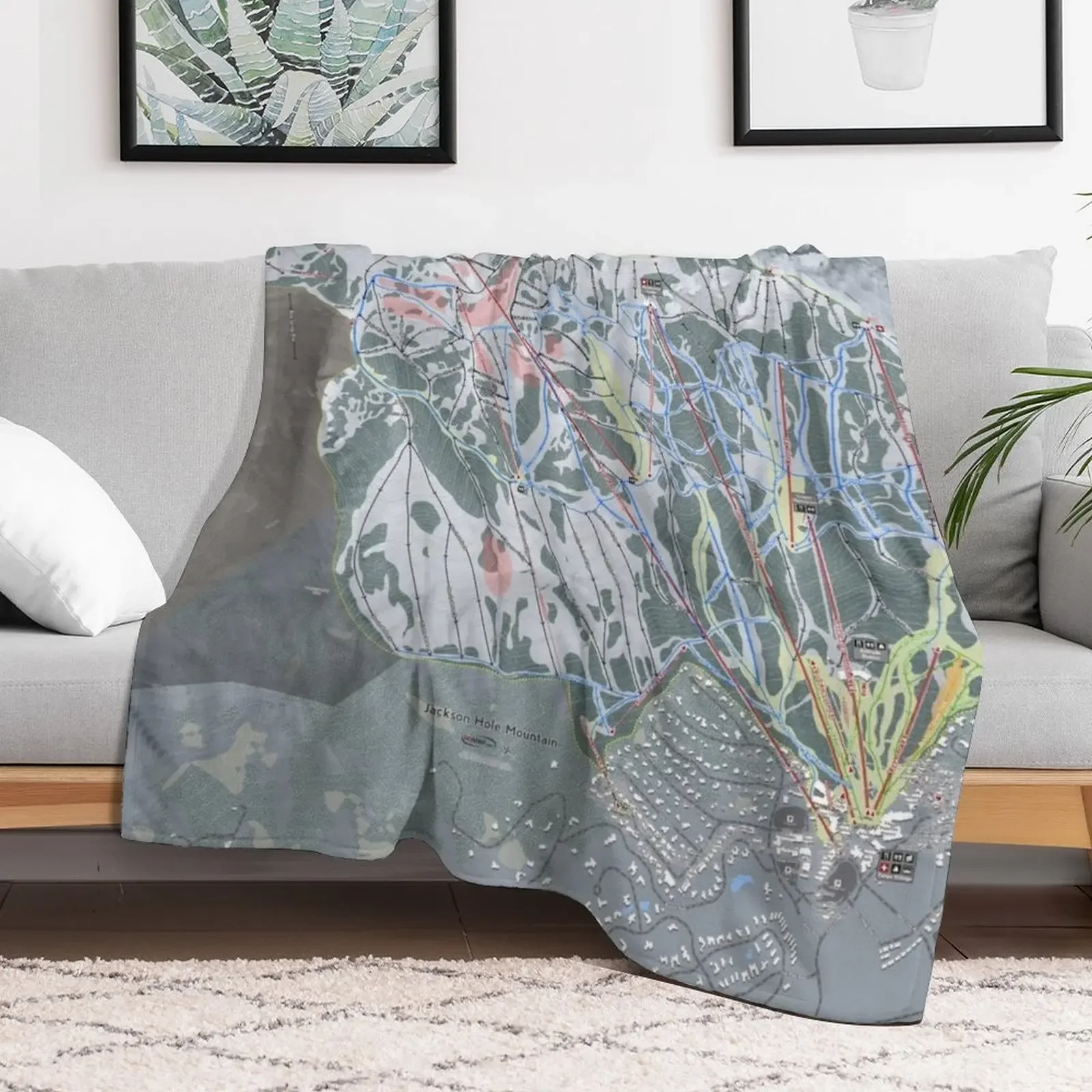 Jackson Hole Mountain Resort Trail Map Throw Blanket Blankets For Sofas Beautifuls Flannel Fabric Blankets