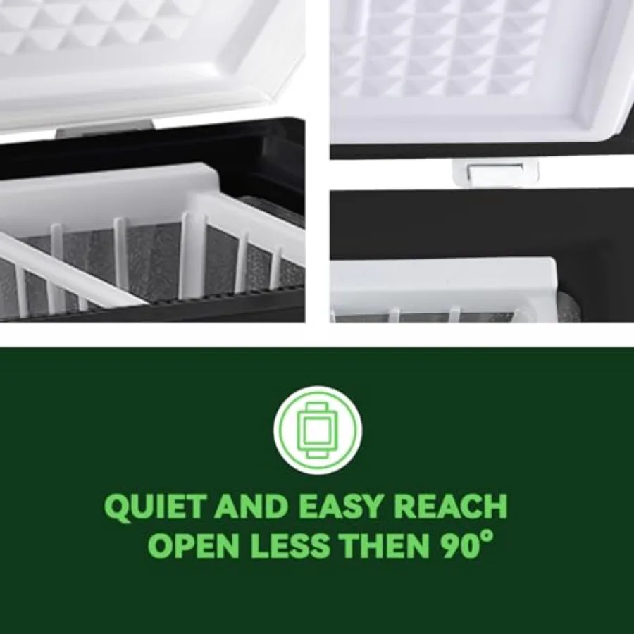 فريزر عميق صغير أسود 3.5 قدم مكعب، فريزر بباب علوي قائم بذاته مع ترموستات قابل للتعديل وسلة قابلة للإزالة مثالية لـ Gara