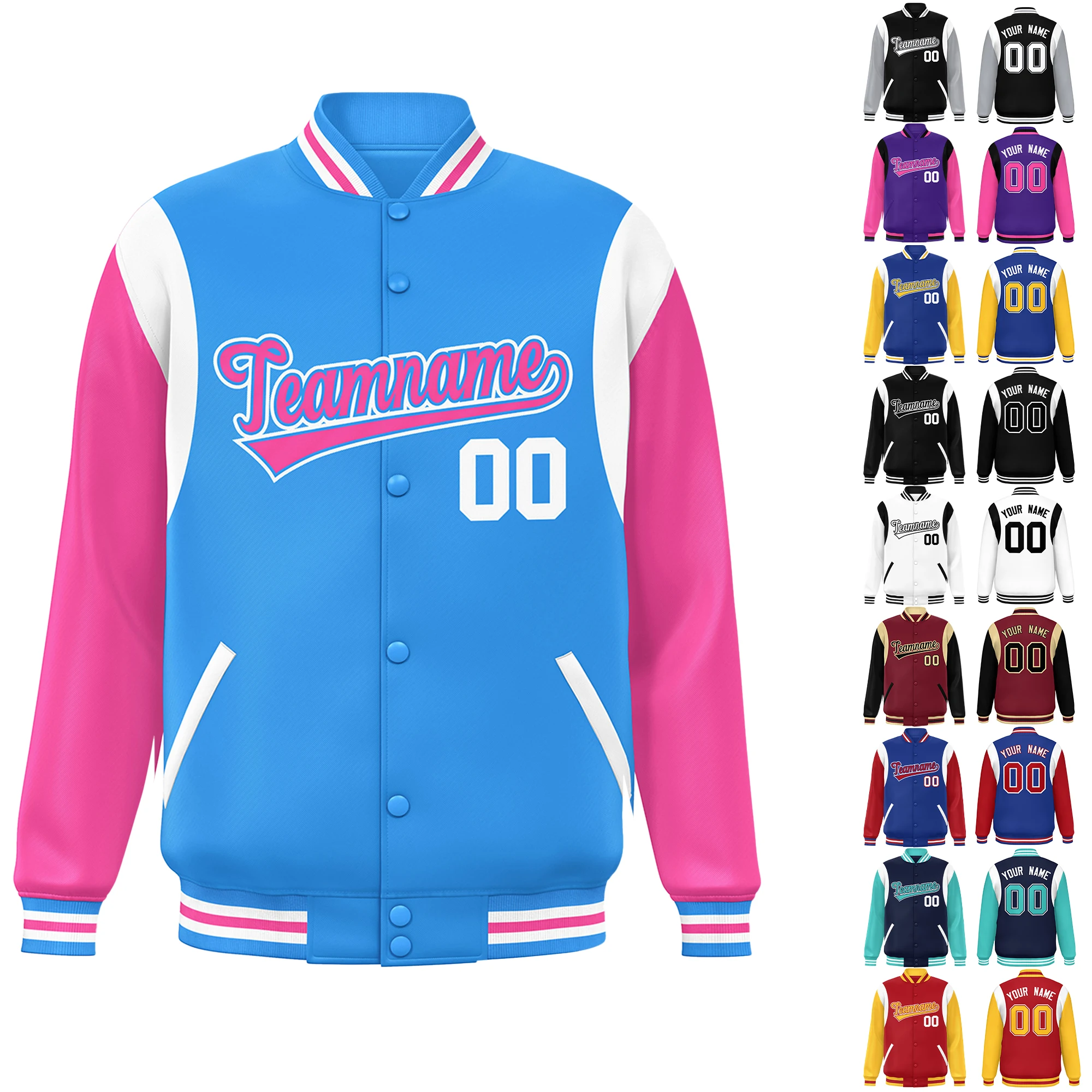 

Custom Mens Winter Casual Coats Personalized Polyester Fabric Warm Full Button Bomber Baseball Plus Size Men's Jackets