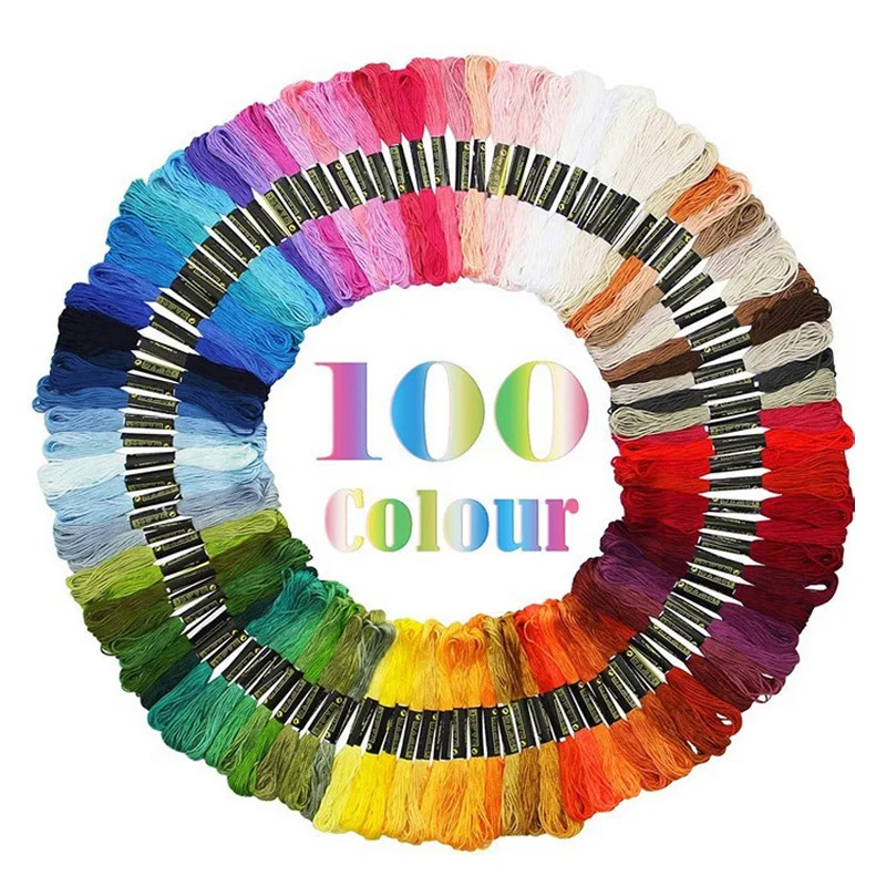 50/100/200 Stränge pro Packung, Regenbogenfarben, Stickgarn, Kreuzstichfäden, Baumwollgarn, Bastelgarn für Armbandherstellung, DIY