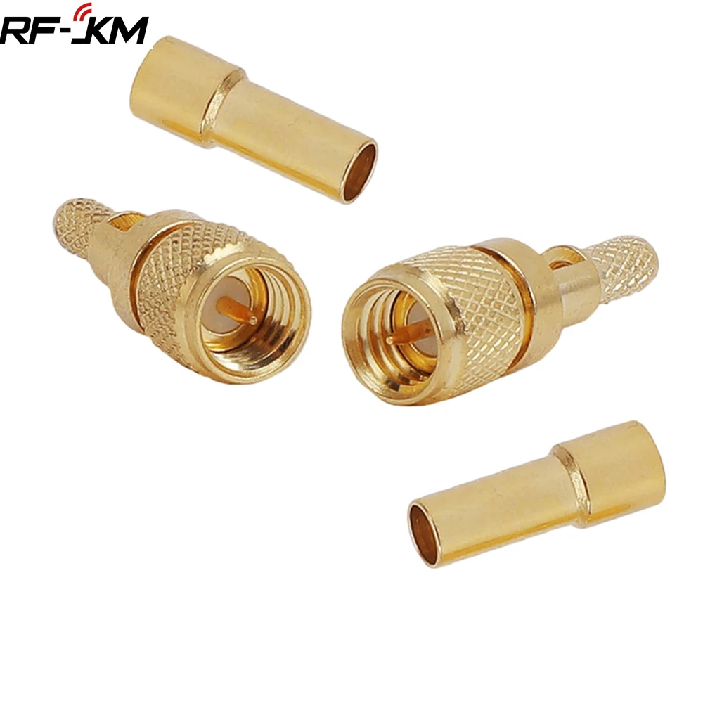 10pcs Gold Plated Microdot Connector Straight 10-32 to M5 Male Plug Crimp Type for RG316 RG174 LMR100 Coaxial Cable
