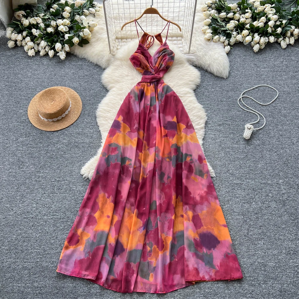 

Vintage sexy backless off shoulder Dress Chic Summer Beach fairycore Vestidos Vacation women clothing