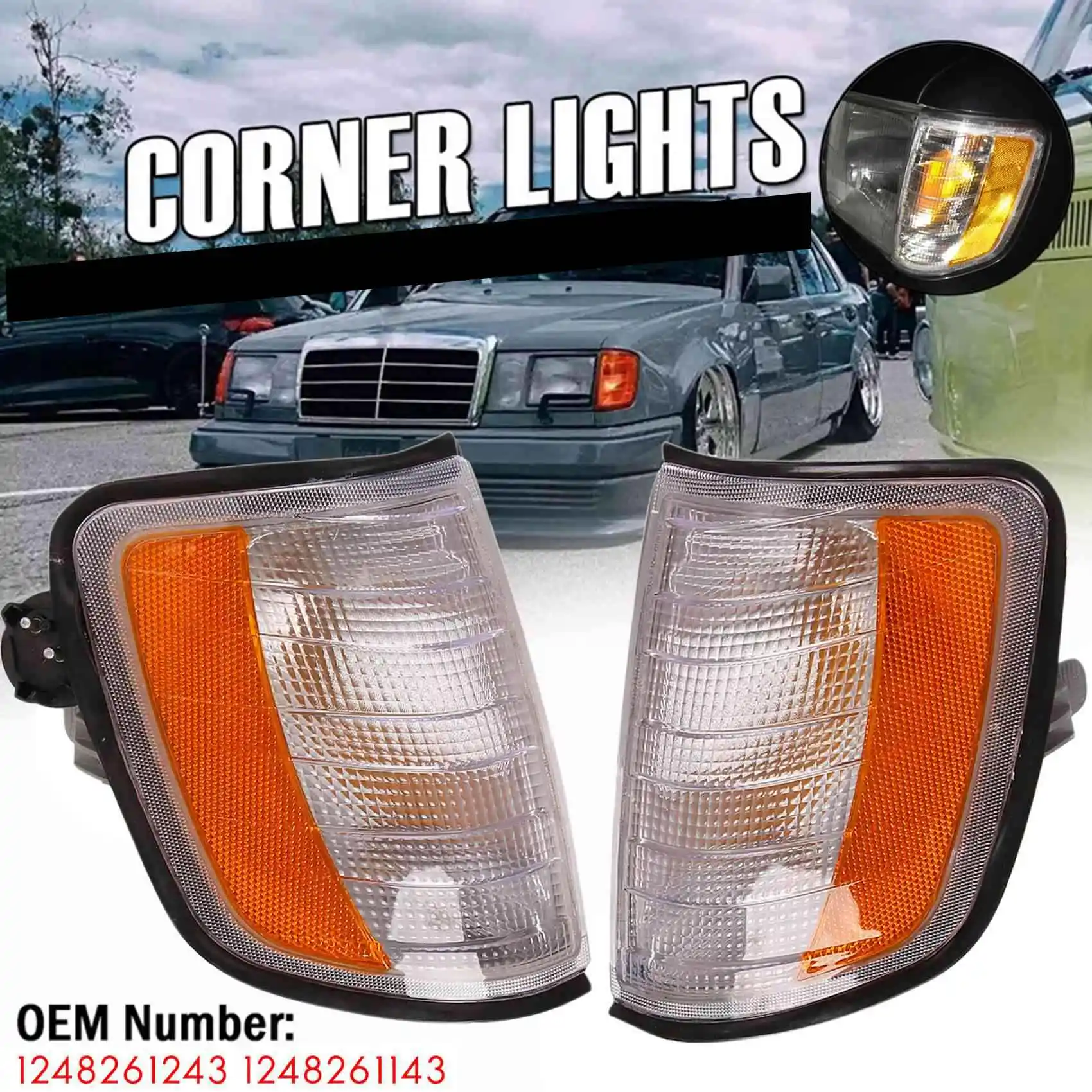 Car Corner Light Front Turn Signal Indicator Lamp for Mercedes Benz E Class W124 1985-1996 1248261243 1248261143