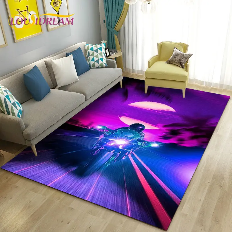 3D винтажный большой ковер для мотоцикла в стиле ретро, ковер для гостиной, спальни, украшения дивана, Придверный коврик, кухонный нескользящий напольный коврик