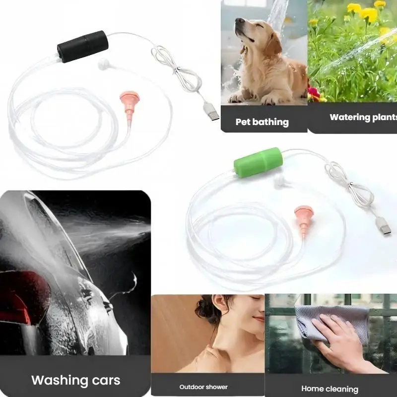 -Portable Electric Shower Pump With Small Shower Head Multifunctional USB Water Pump For Outdoor Camping Pet Cleaning Car Wash