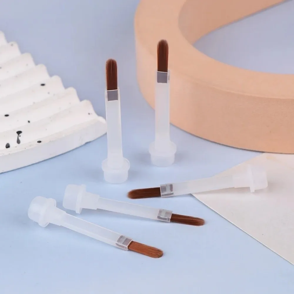 10Pcs Disposable Nail Polish Brush Detachable Plastic Replacement Brush Brown Hair Nail Brush Tools Nail Art Brush Applicators