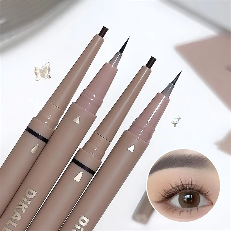 Matita per Sopracciglia Ultra-Sottile a Doppia Punta DIKALU, Liquida, Resistente all'Acqua, Lunga Durata, 2-in-1, Naturale, Effetto 3D per Sopracciglia Perfette