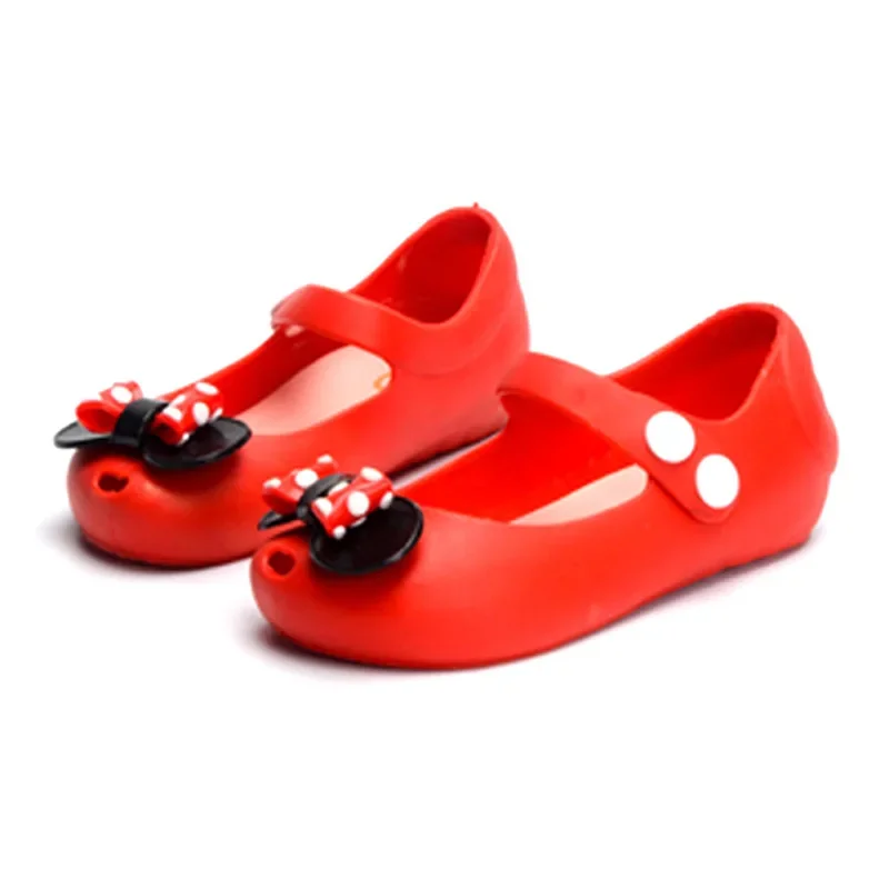 2-6Y Toddler Girls Jelly Shoes Cute Bowknot Polka Dot Mary Jane Sandals Peep Toe Anti Slip Kids PVC Water Shoes For Little Girls