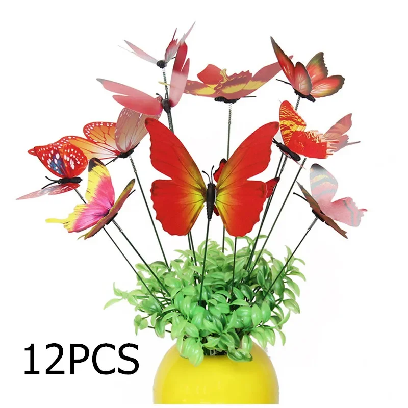 12pcs/set Colorful Butterflies Garden Stake Yard Planter Butterfly Stakes Decoracion Outdoor Decor Flower Pots Decoration