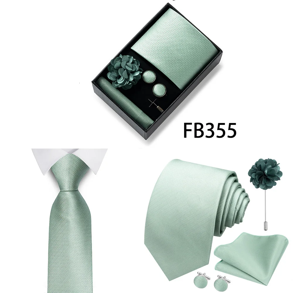 Neues Marken-Mode-Set: 8 cm Krawatte, Einstecktuch, Manschettenknöpfe und Brosche für Herren, Rot-Grau, Hochzeit, Geschenkbox, Passend für Partys – Detail 18