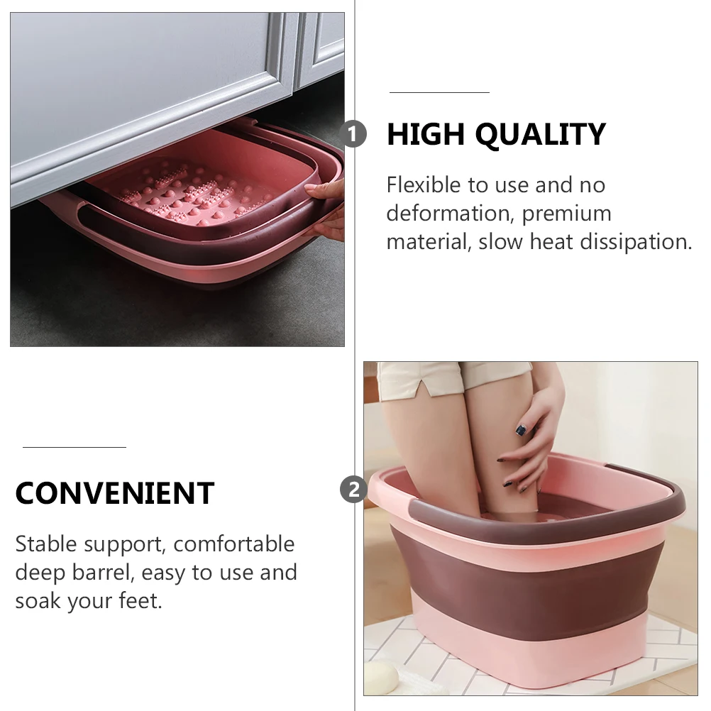 

1 pc Folding Foot Basin Portable Spa Tub for Soaking Feet Multi-purpose Large Capacity Pink Home Use Storage Bucket