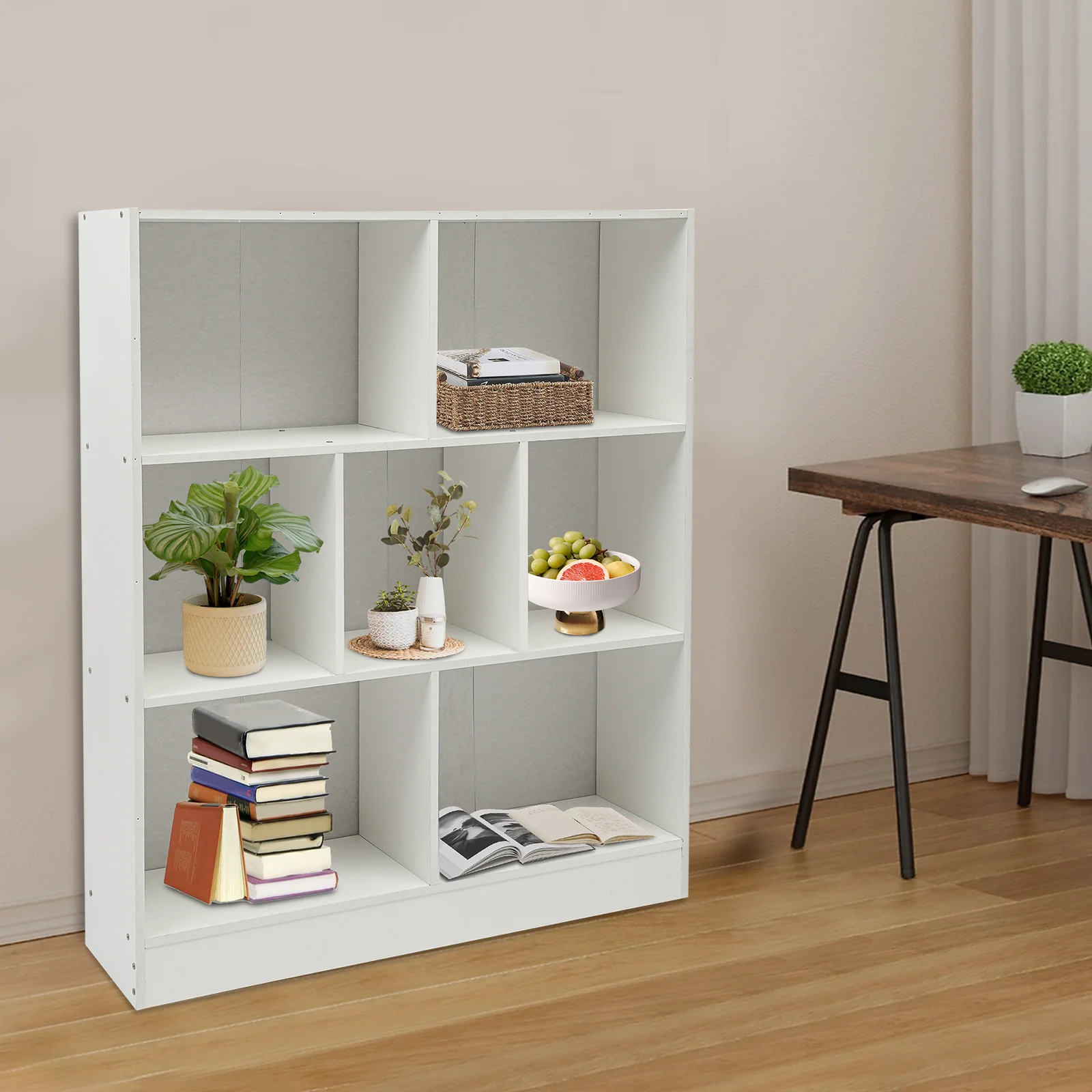 

Bookcase, Bookcase with 7 Compartments, Floor-standing Bookcase
