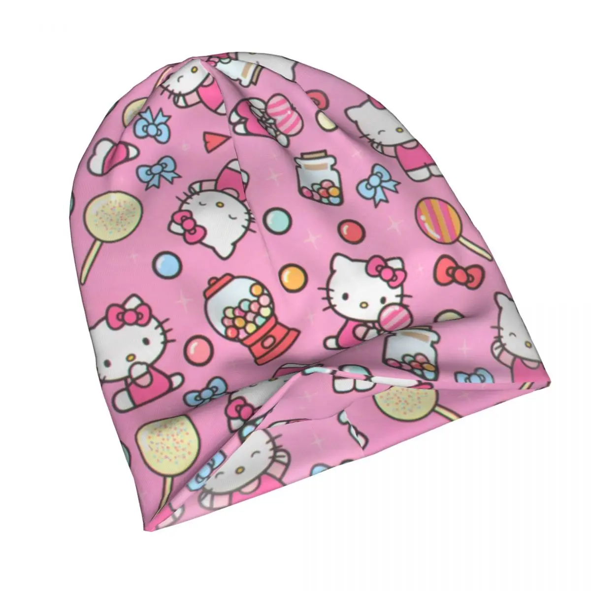 Sanrio Skullies Beanies Caps Kitty Pattern Thin Hat Autumn Spring Bonnet Hats Men Women's Unisex Ski Cap