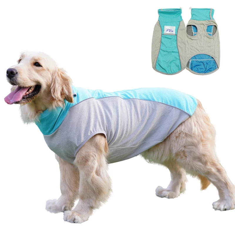 

ChongtaNew Summer Dog Vest Golden Retrievers, Alaskan Malamutes, Medium and Large Dogs, Pet Silk Cooling Shirt
