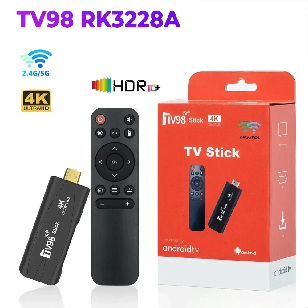 TV98 RK3228A Smart TV Stick Android 7.1 2.4G/5G Dual Band WIFI TV Stick 4K HD 8GB/16GB Media Player Smart Android TV Stick