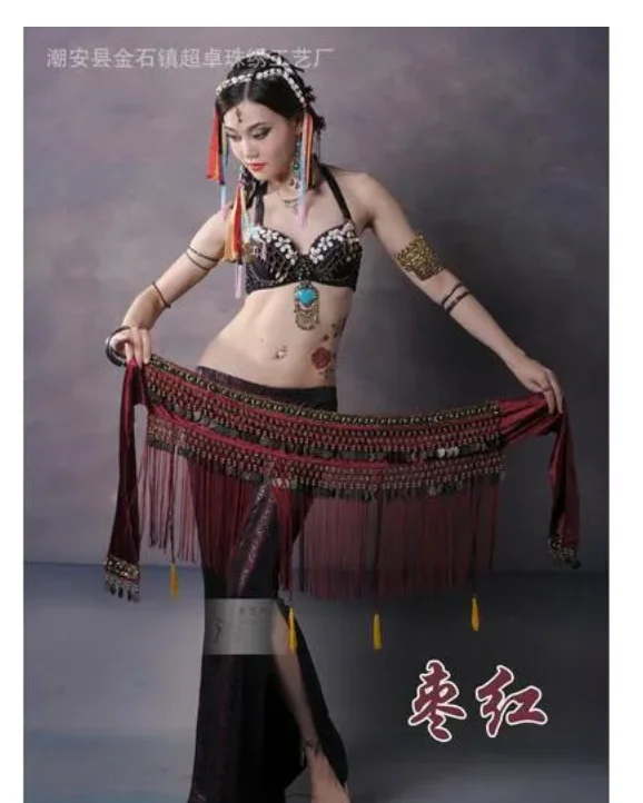 1 pz/lotto donna danza del ventre Costume sciarpa dell'anca frange tribali nappa girovita 3 colori