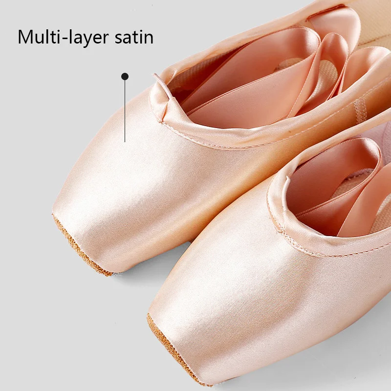 Girls Women Ladies Professional Ballet Pointe Shoes Satin Ballet Shoes With Ribbons Professional Ballet Pointe Shoes Girls Women