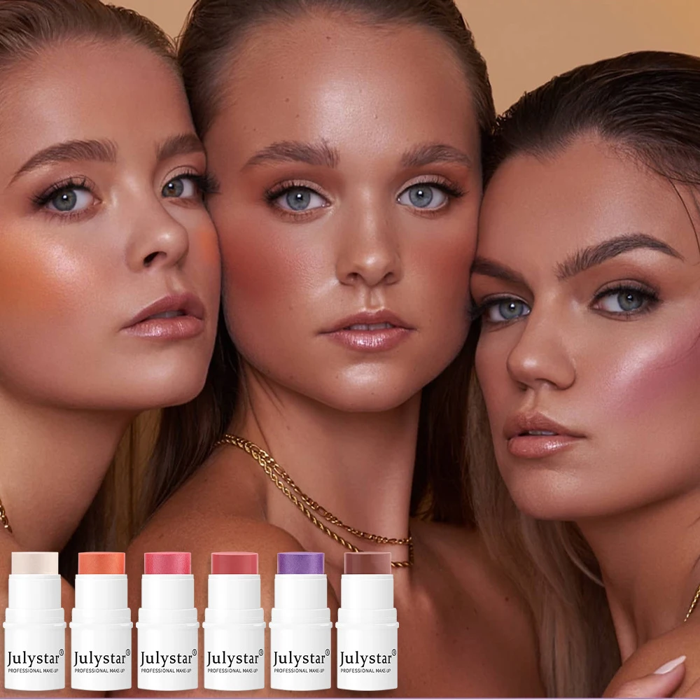 Rosto blush contorno bronzer vara multifuncional iluminador blush bicho da seda brilho esculpir contorno facial sombra cosméticos