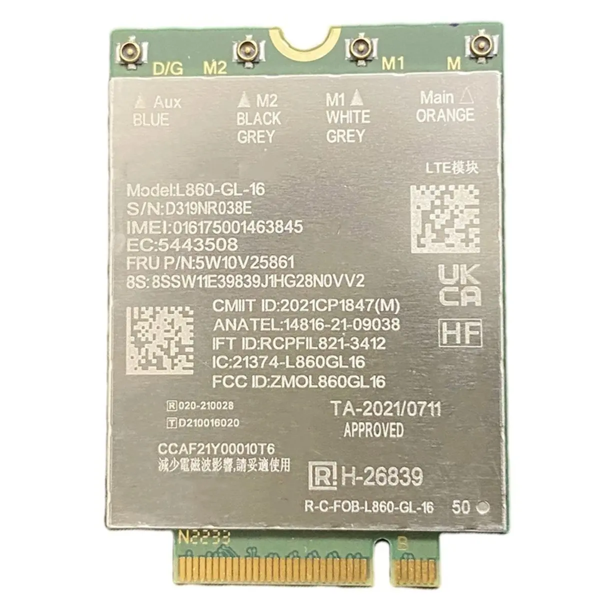 [AC18 Digital]/L860--16 4G Module 5W10V25861 for T14 T14s L14 L15 P14S P15V X13 Yoga Gen3 X1 Nano Gen2 T16 P16S Gen1