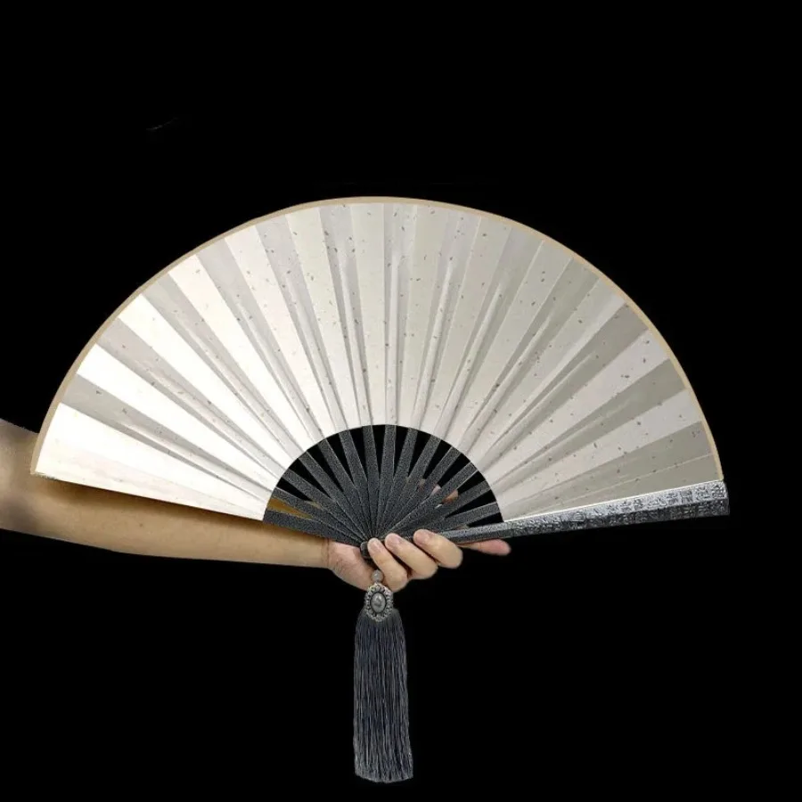 Chinese Style Tungsten Steel Alloy Metal Fan Self-defense Kung Fu Fan Classical Silk Cloth Folding Fan Home Decoration Gift