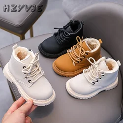 Inverno bambini con stivali in pelle di peluche ragazzi Casual sport stivaletti ragazze antiscivolo stivali da neve scarpe Casual in cotone per bambini