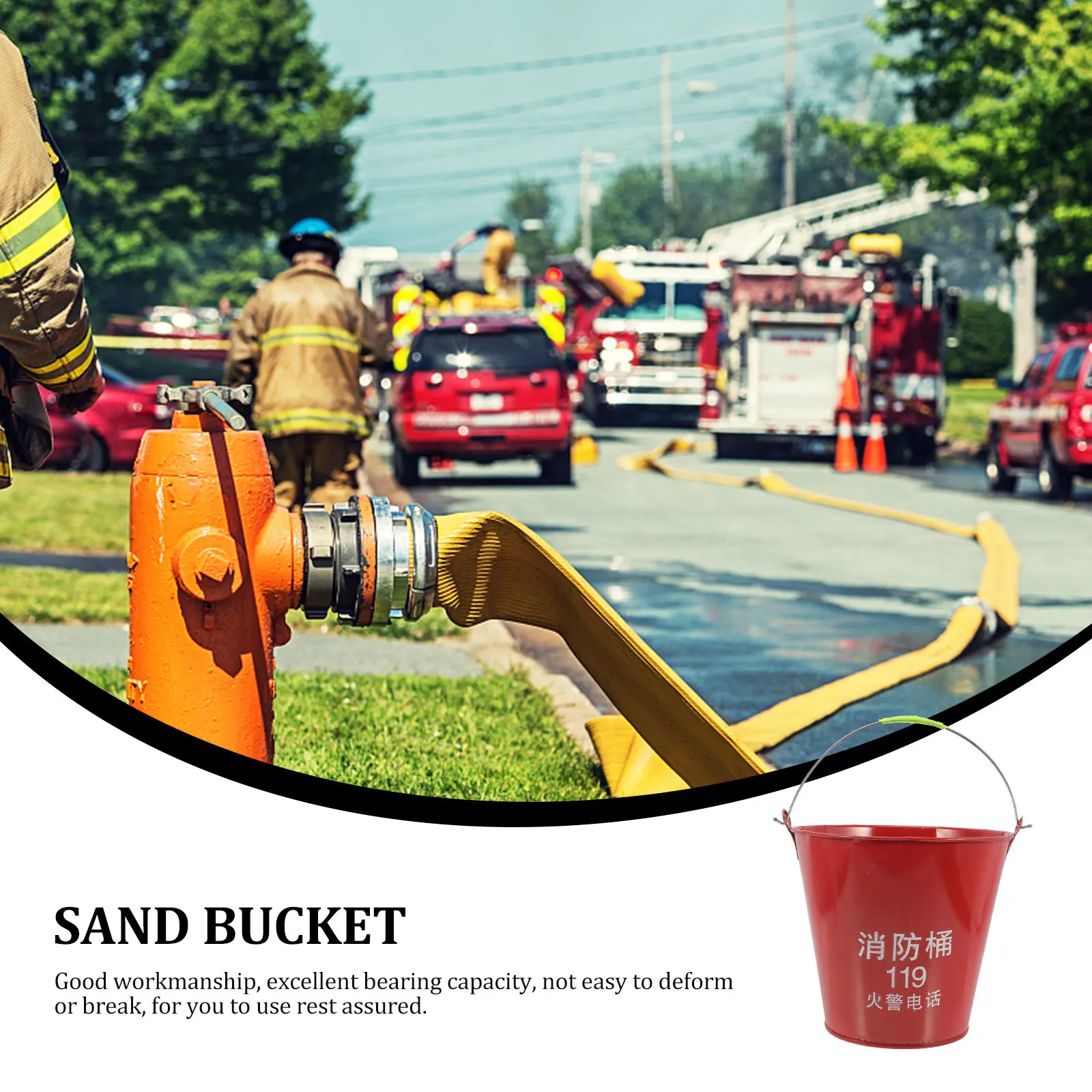 Fire Emergency Sand Bucket Iron Scratch Resistant Portable Handheld Utility Bucket Strong Bearing Capacity Metal Storage