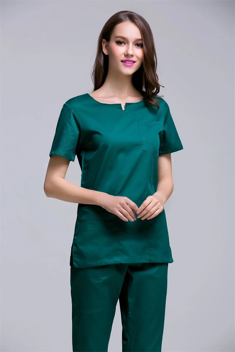 

Summer Fashion Round Neck Short Sleeve Dental Clinic Uniforms Nurse Medical Scrub Clothes For Women Blue Color Workwear