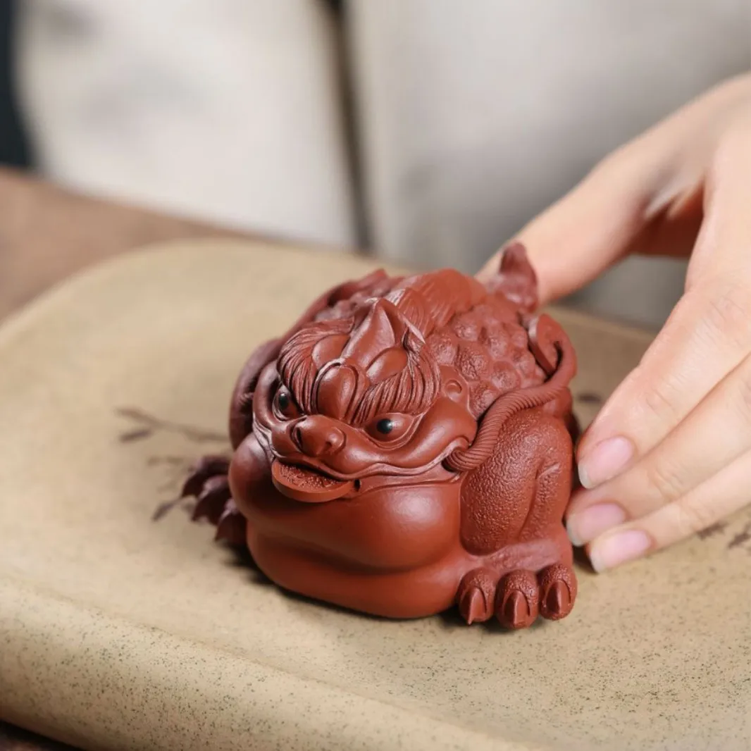 Yixing Zisha Dahanpao Pet, Fortune-Bringing General Three-Legged Golden Toad, Set Accessory Sculpture, Can Be Maintained With Te