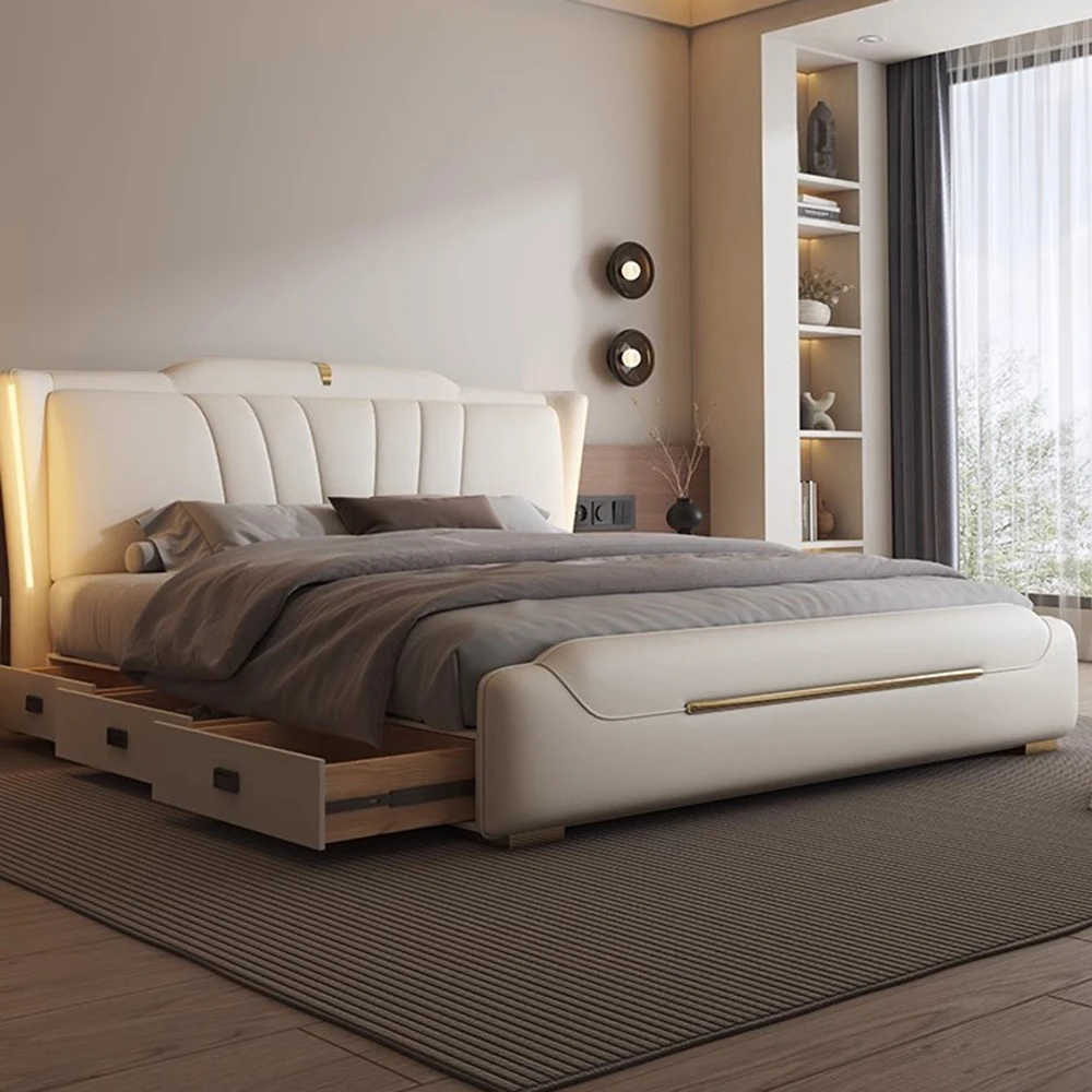 

Leg Support Nordic Bed Double Storage Frames Multifunctional Children Bed King Size Luxury Muebles Para Dormitorio Furnitures
