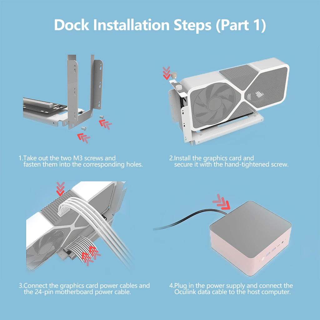 

eGPU OCuLink GPU Dock PCIe 5.0 x4 High Speed GDP Notebook Laptop to External Video Graphics Card M.2 Oculink SFF8611 to PCIE X16