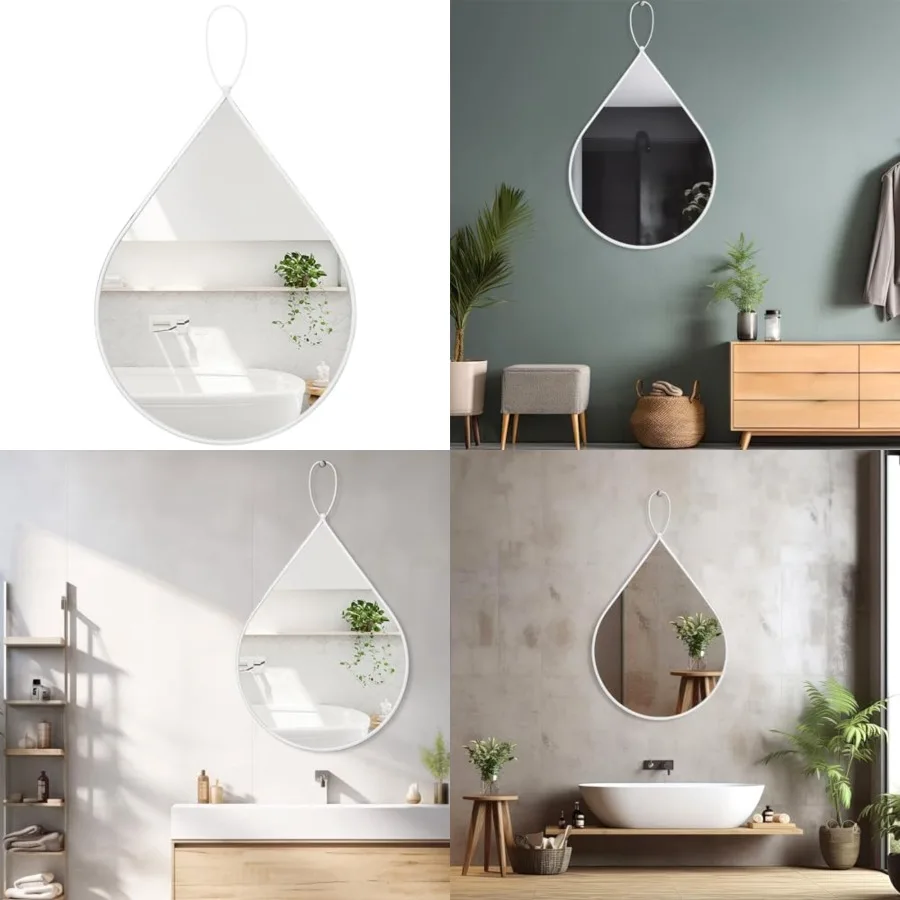 

Teardrop Wall Mirror Metal Frame 26 x 18 Inch Wall Mounted Decorative Mirror for Hallway Entryway Living Room Bathroom Vanity